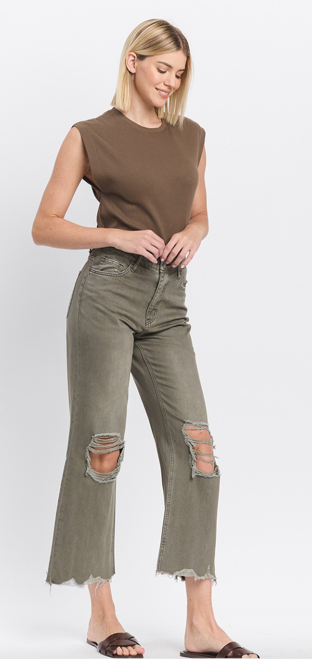 VERVET by Flying Monkey 90's Vintage Super High Rise Crop Flare Jeans