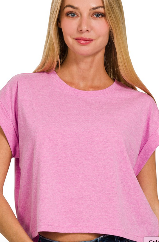 ZENANA Folded Sleeve Top