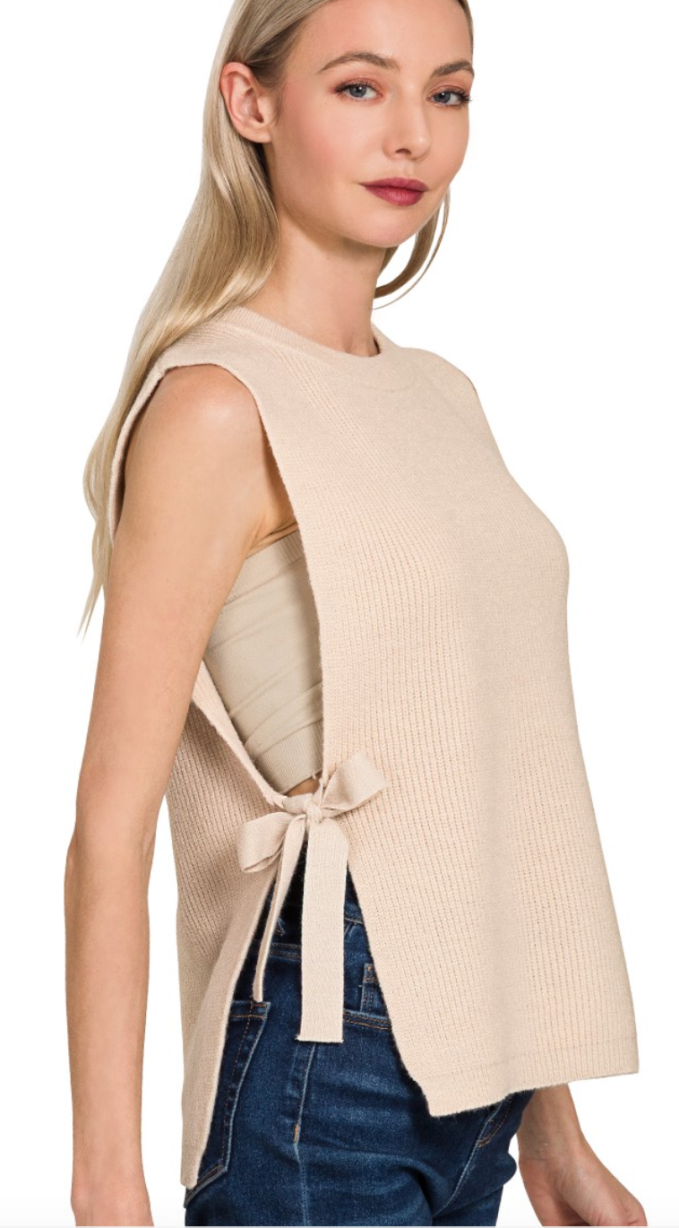 ZENANA Side Tie Sweater Vest