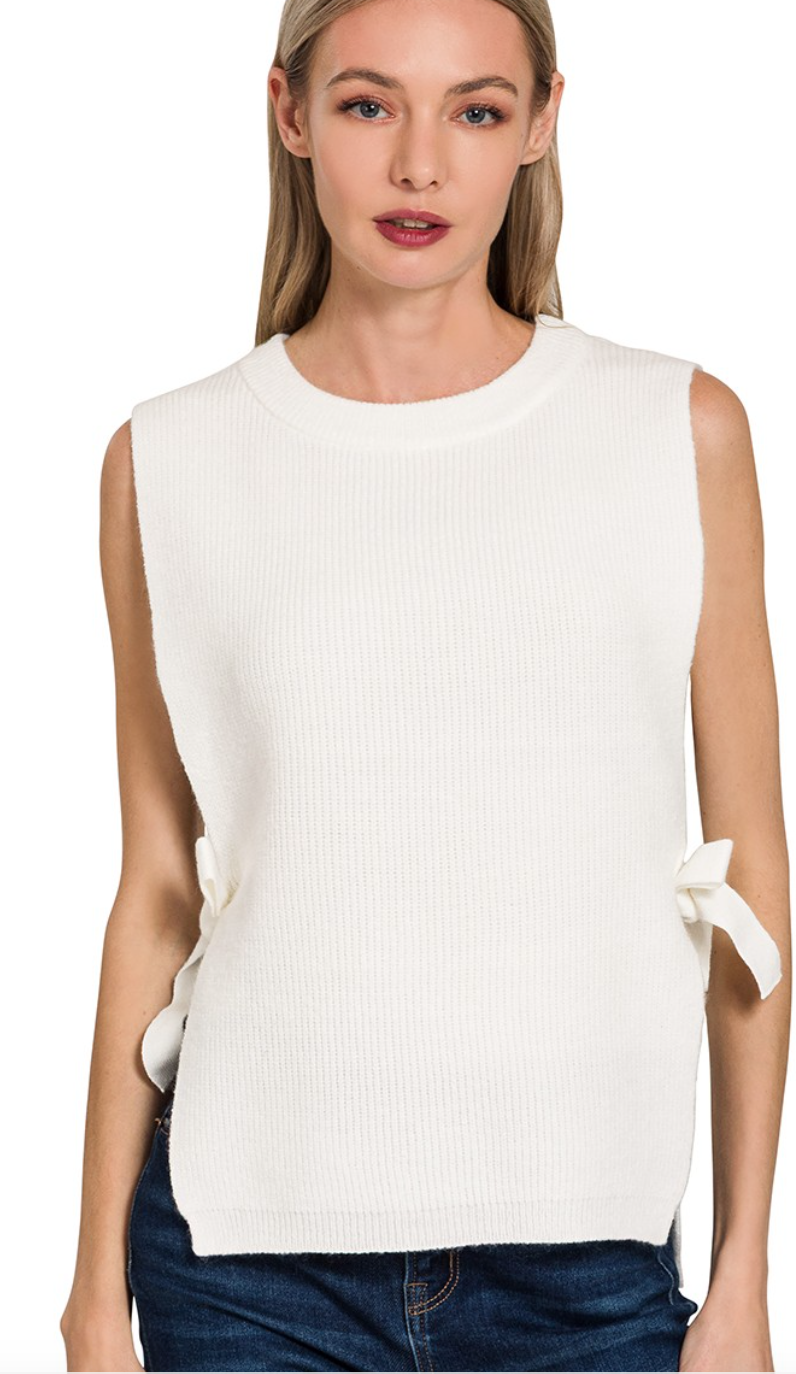 ZENANA Side Tie Sweater Vest