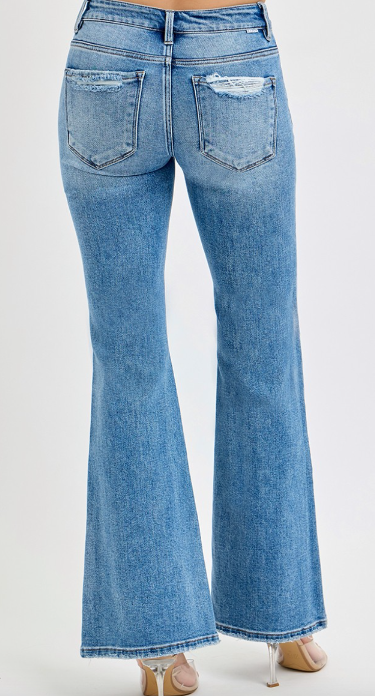 Risen Jeans Tummy Control Mid Rise Flare Jeans
